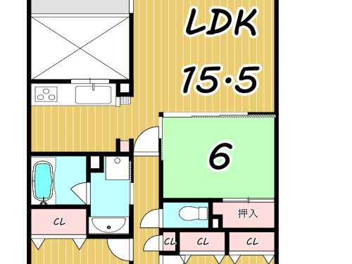 ゆったりしたバルコニーが魅力の3LDKです。(間取)