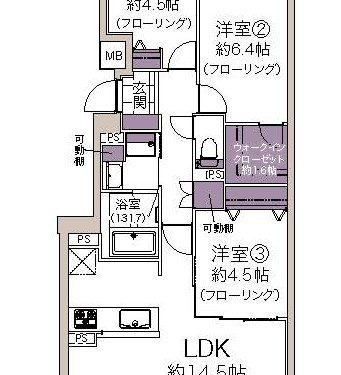 各所に使いやすい収納が豊富な3LDK(間取)