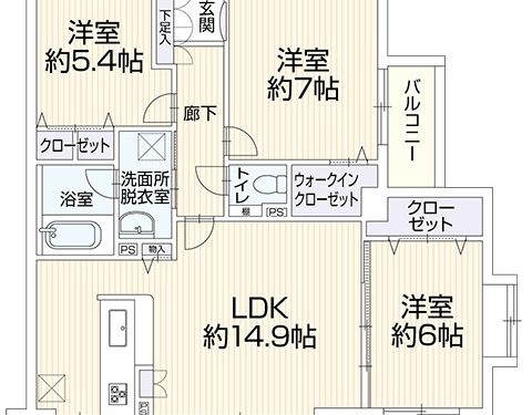 自分時間を楽しむ3LDK(間取)