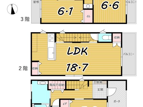 ゆったりとしたお部屋、３階寝室は収納も豊富(間取)