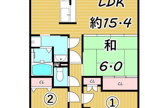 専有面積：約66.37㎡の3LDK(間取)