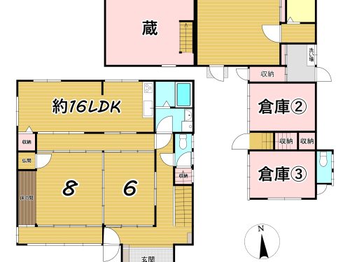 ご予算に応じて、母屋の１階をフローリングにすることもできます。(間取)
