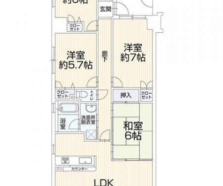 リフォーム済の4LDKマンション(間取)