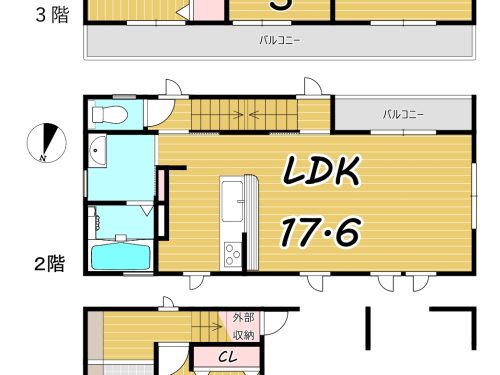 ビルトインガレージのある3SLDK(間取)