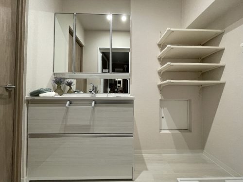 オープン収納有の洗面室