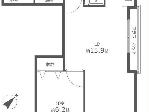 専有面積：53.31㎡の1LDK　リフォーム済できれい！(間取)