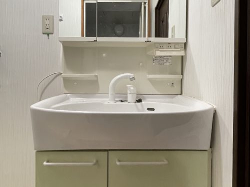 鏡も広く、ボウル部分も広い洗面台