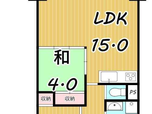 ゆとり空間の専用庭がある2LDK、現在お住まい中。(間取)