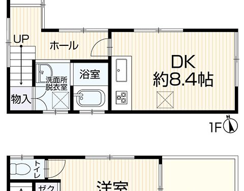 バルコニー・駐車場有の1DK(間取)